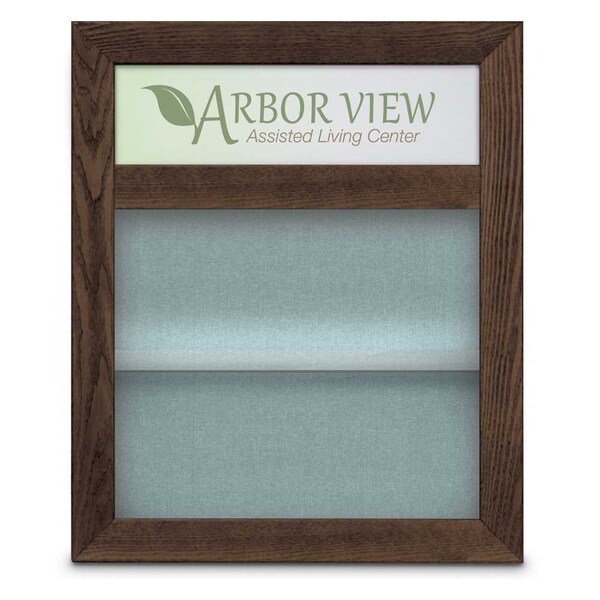 Outdoor Enclosed Combo Board, 42"x32", Bronze Frame/Black Porc & Cobalt